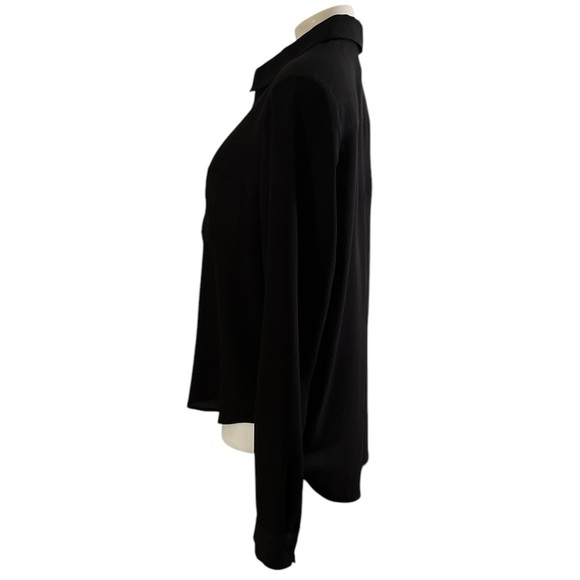TROUVE Silky Button Down Long Sleeve blouse Size S In Black Style HL299932MI - Picture 3 of 13
